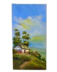 Countryside Homestead landscape house ORIGINAL Painting Signed Oil on Canvas