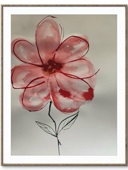 Abstract Pink Flower Modern Original Art 14X11 Watercolor Paper