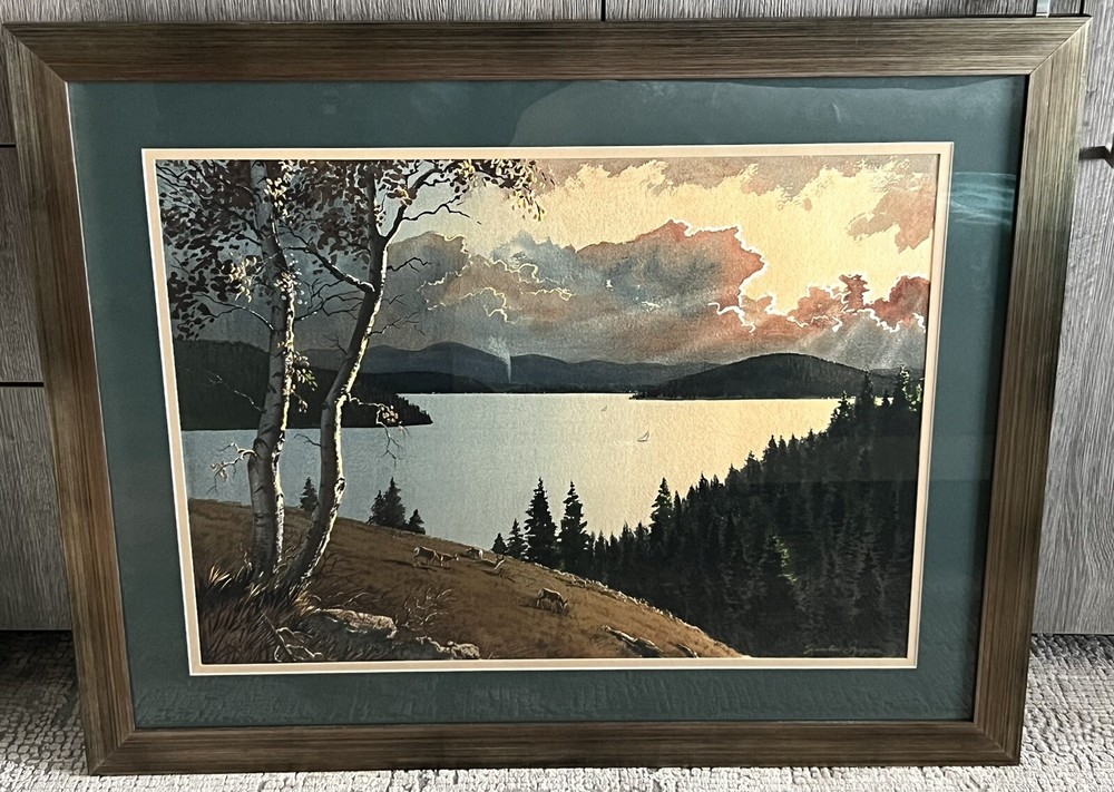 QUINTEN GREGORY Original Watercolor Painting Of Coeur D’alene Idaho -38×30”