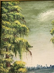 Vtg oil on Panel painting Landscape tree florida bayou gold gilt frame Signed