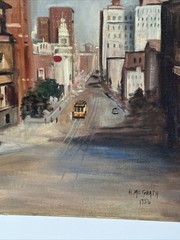 Antique Early California Painting Landscape San Francisco Street Regionalism Oil