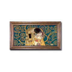 Bronze Framed The Kiss (Det-Blue) by Klimt Canvas Artwork 16in x 28in Frmd Size