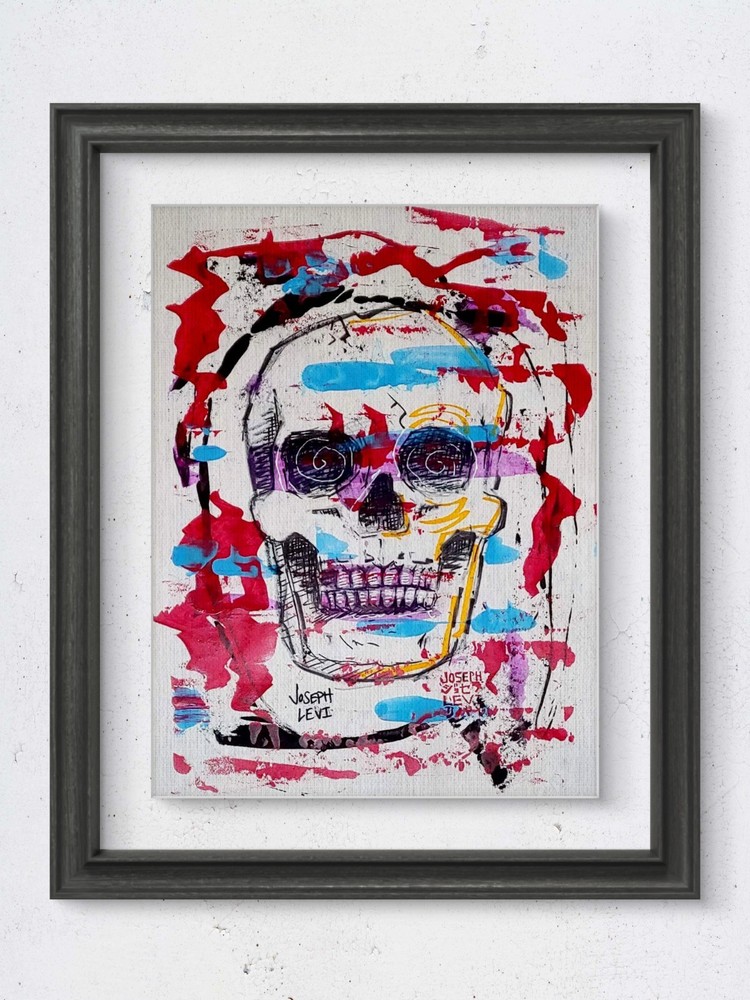 Original Modern Anatomical Art 9×12 Expressionist Skull Acrylic Painting Paper