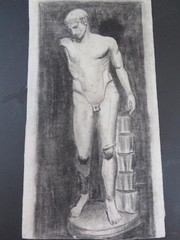 Classical Roman Male Nudes Monogrammed x5 Pencil Drawings Circa 1890