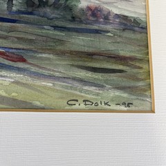 Original Watercolor Painting Signed C. Dolk Storm Grass Clouds 19.5×16″ Scenic
