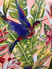 Hummingbirds Paint By Number Finished – On Canvas Colorful Garden Room Art 20″ H