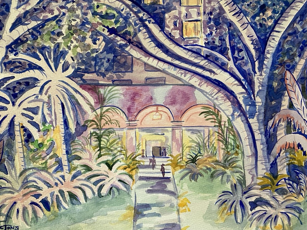 K C JONES Painting ROYAL HAWAIIAN HOTEL Waikiki Honolulu Hawaii Tropical Pink