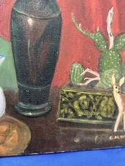 C.1965 Oil on Canvas & Stretcher ~ STILL LIFE ~ Gladys Wellington, Somerville MA