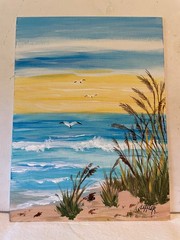 9 x 12 Original Acrylic Painting on Canvas Board…….“Beach and Seagulls“
