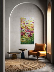 Wild Poppies Painting 20×40 Original Oil Floral Wall Art