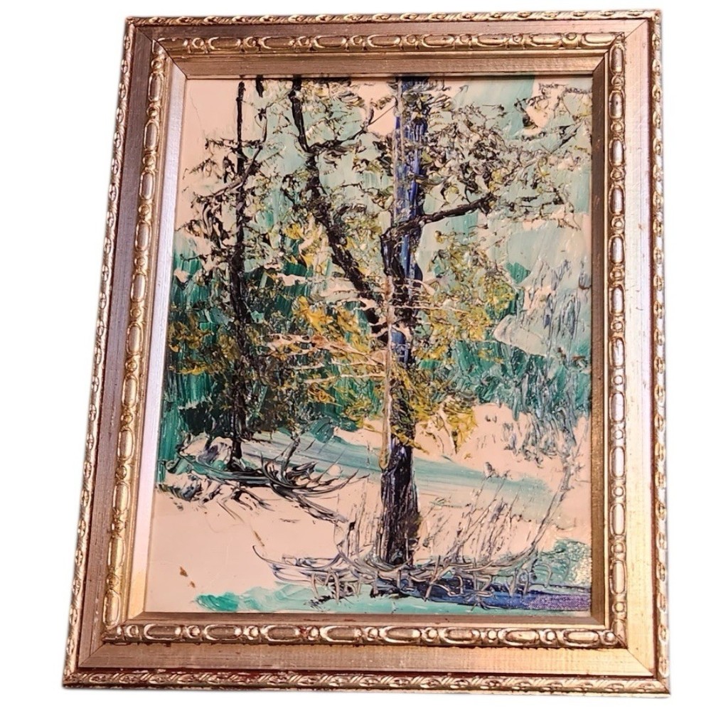 Original Oil Painting by Morris Katz – Textured Landscape – Framed 19.5” x 15.5”