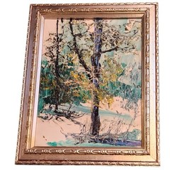 Original Oil Painting by Morris Katz – Textured Landscape – Framed 19.5” x 15.5”