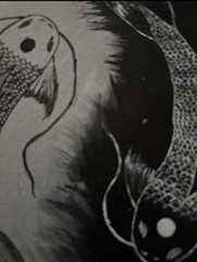 Yin and Yang acrylic Painting on Canvas, Black and White Fish