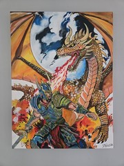 ORIGINAL ACRYLIC DRAGON PAINTING SIGNED