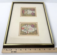 Al Robi Linocut Baseball Football Modernist Art MCM Signed Numbered Framed Set 2