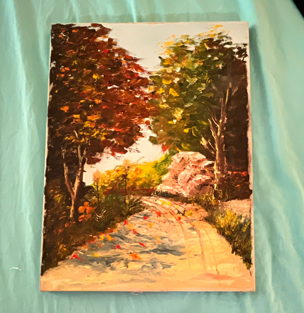 Impressionist Forest Landscape Painting on Canvas, Tree-Lined Path, Small