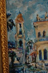FRAMED ORIGINAL OIL COLONIAL BUILDING SCENE OLD TRINIDAD CUBA SIGNED HECTO VIDAL