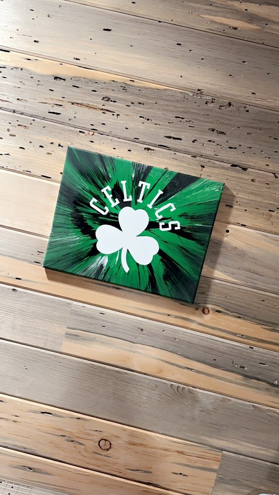 Boston Celtics Sign Spin Art Painting 11×14”