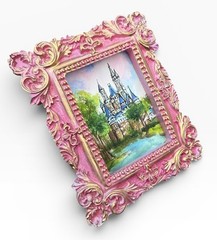 Disney Cinderella Castle 🏰 mini watercolor print in vintage style ornate frame