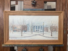 “Closed Sundays” original art oil painting on canvas signed Daniel W Green