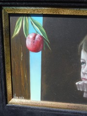 PAIR (2) CARLO WAHLBECK OIL PAINTINGS SURREAL SYMBOLIST BOY AND WOMAN PORTRAITS