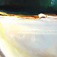 VINTAGE GREEN and gold cups Oil Painting 8x12in UKRANE