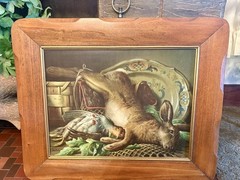 Antique Framed Hungarian Partridge Game Bird & Rabbit Still Life Picture Signed