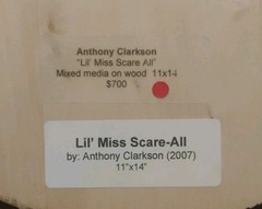 ANTHONY CLARKSON MIXED MEDIA PAINTING ON BOARD „LIL‘ MISS SCARE ALL“ LA ARTIST