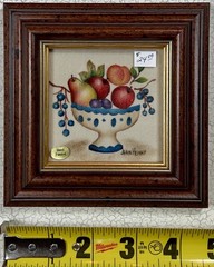 Theorem Painting by Jean Henry “Fruit in Blue Compote Bowl” 3×3 (83)