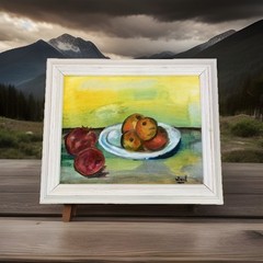 Vntg Oil Still Life Painting Fruit Plate Oranges Tabletop 14” X 17” Original