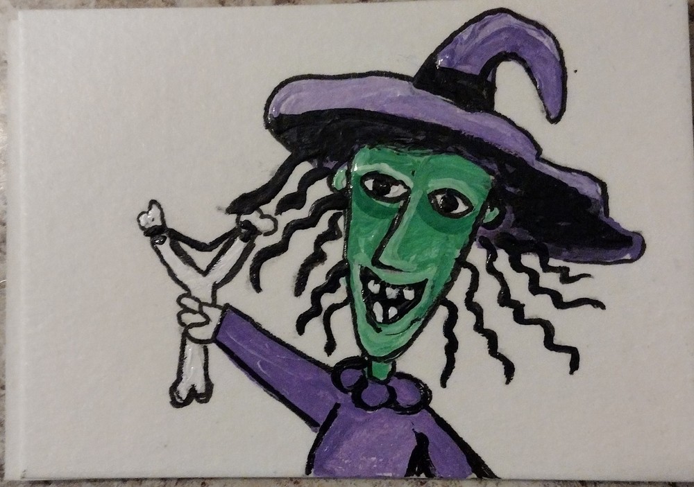 3.5″X2.5″ Artist Trading Card Nightmare Before Xmas Shock HAND PAINTED ACRYLIC