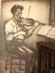 lithograph „MUSICIAN“ hand signed Saul Rabino listed artist 1930s‘ 40’s