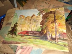 Atq C 1920 Herman Eggeling NY 1884-32 2 Fall Prairie Wtr On Cardboard 15″ X 11″