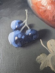 Original Art Oil painting Still life Pomegranates and Grapes on Canvas. Framed.