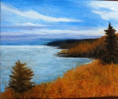 Original landscape oil painting, sea shore, Maine, Acadia National Park