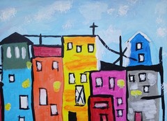 Abstract/Impressionism City Side 16 x 20 Handmade Signed Colorful ART Painting