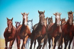 Stunning Gheorghe Astileanu Oil Painting of Running Horses, Fine & Rare!