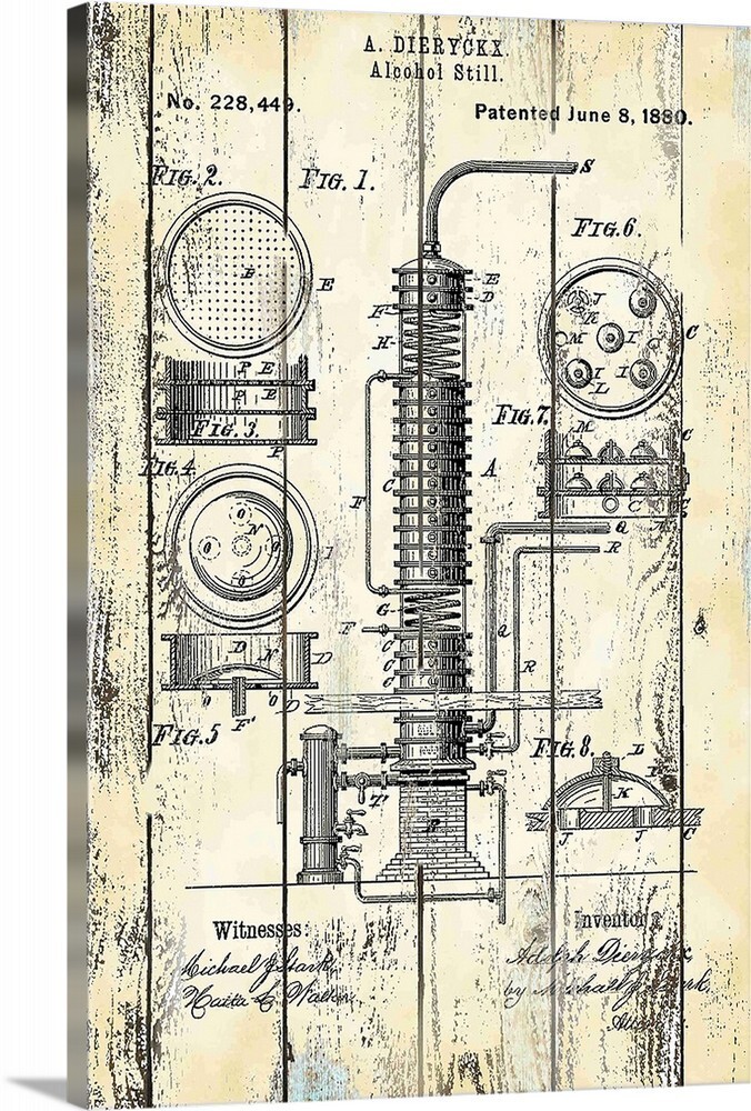 Stile Making Machine Patent Drawing Poster or Canvas Wrap art Distressed design