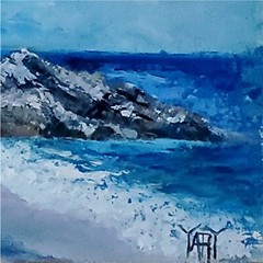 YARY DLUHOS Beach Ocean Seashore Seaside Coastline Original Art Oil Painting