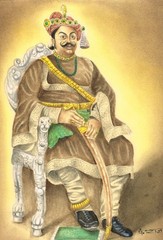 Miniature Portrait Painting Of Hindu Rajput Maharaja Gouache Art 10×13 Inches