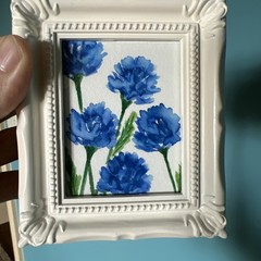 Blue Flowers,original Watercolor,miniature Painting,small,mini,framed