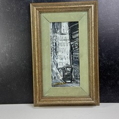 Pascal Cucaro Oil on Board Painting San Francisco Cable Car Downtown Black White
