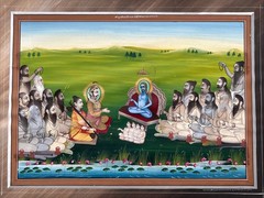 “Krishna” Hindu Mughal Antique Painting Indian Mystic Ceremony Persian Signed