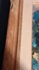 Vintage Signed Big Eye Girl Oil Painting Framed Bonamino