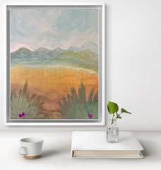 BLESSED#1500 Dessert Mountains with Hearts 16×20 Original Art Canvas Acrylic