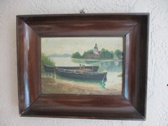 ANTIQUE P, WAGNER ORIGINAL 10″X7″ PAINTING SIGNED 13.50″X11″ FRAMED