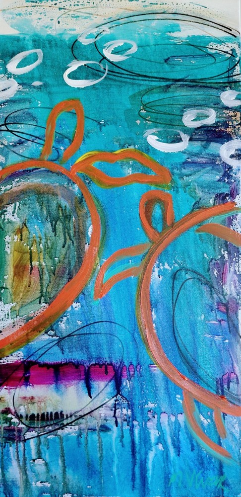 MONA VIVAR 30×15 Modern Abstract Canvas Painting – Contemporary Home Art