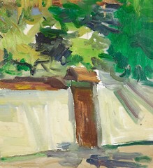Village House with Red Roof, Impressionist Landscape, Rustic Countryside Art