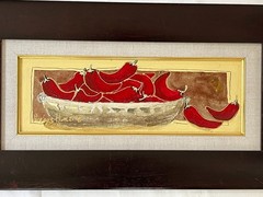 Original Penelope Hunter oil painting still life red pepper signed framed 2005