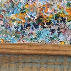 Vintage Painting On Board Flower Meadow Signed And Dated